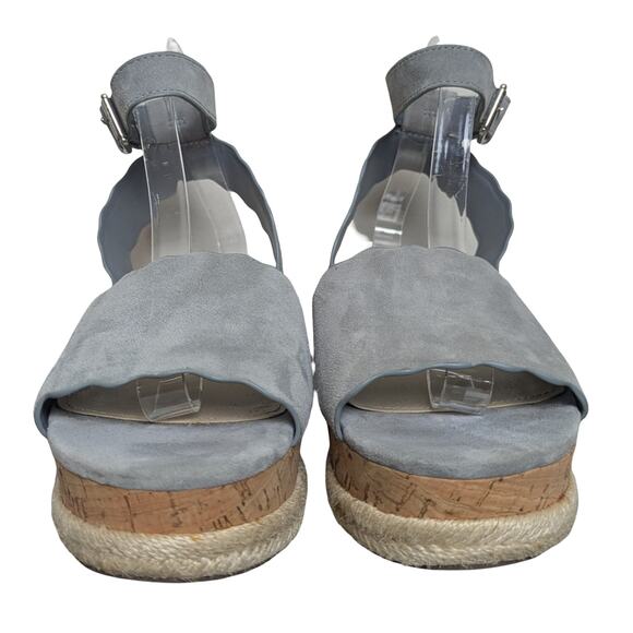 Marc Fisher Blue Suede Faitful Scalloped Wedge Espadrilles 8.5 - Picture 3 of 14